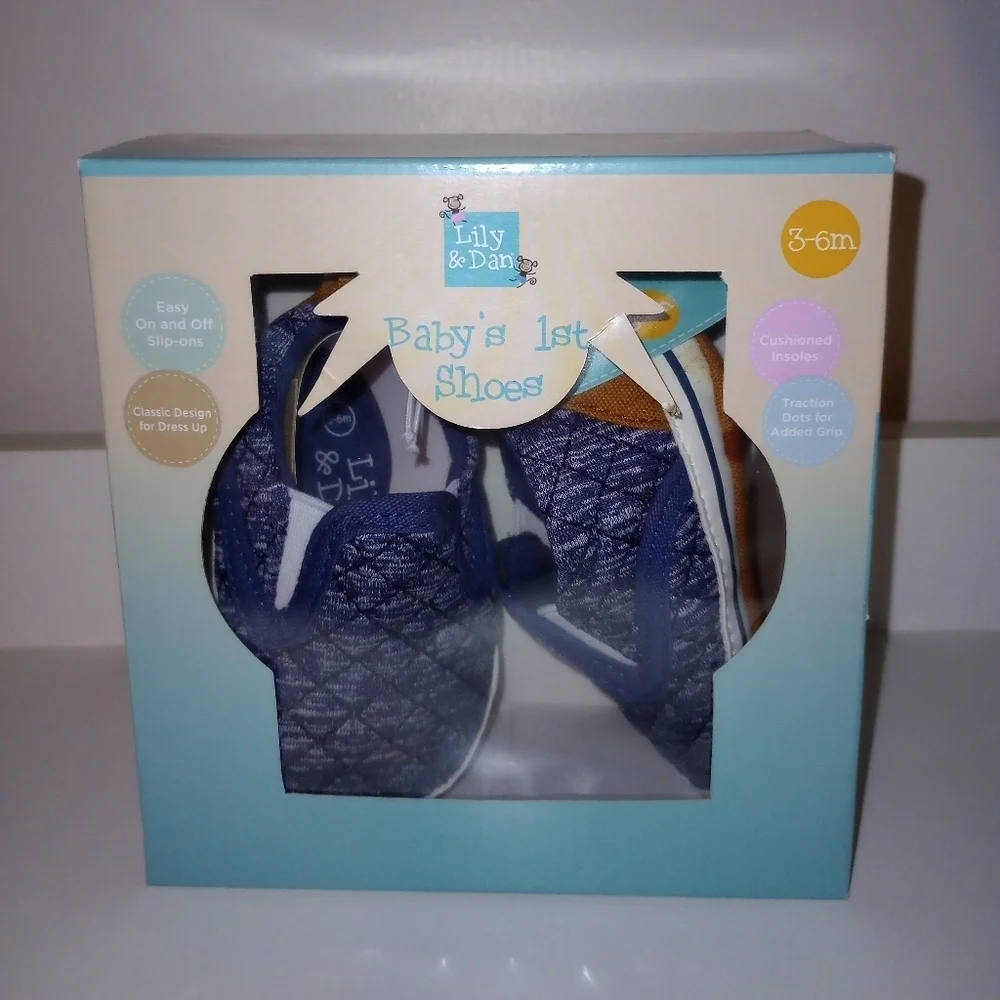 Blue and Brown Kids Slip-On Shoes 3-6 Months Baby Boy Lily And Dan
